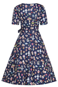 Matilda Navy Blue Wonderland Wrap Dress