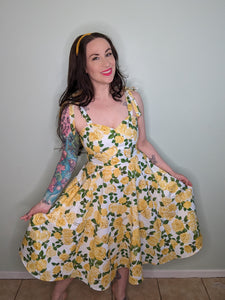 Persephone Dress in Yellow Roses