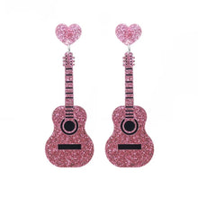 Load image into Gallery viewer, Pink Guitar Earrings
