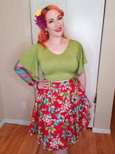 Load image into Gallery viewer, Red Tropical Floral Circle Skirt - Vivacious Vixen Apparel
