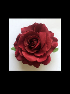 Wine Red Rose Hair Flower - Vivacious Vixen Apparel