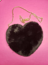 Load image into Gallery viewer, Black Furry Heart Purse

