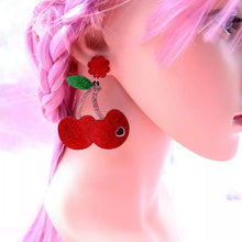 Load image into Gallery viewer, Glitter Cherry Earrings
