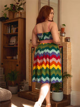 Load image into Gallery viewer, Dorothy Rainbow Chevron Swing Dress
