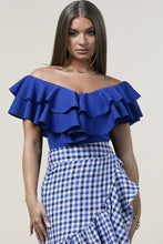 Load image into Gallery viewer, Samantha Ruffle Top in Royal Blue
