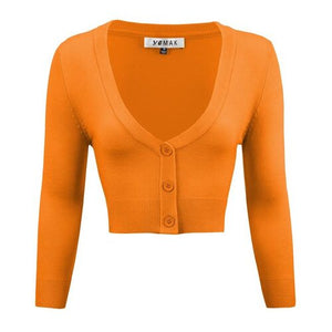 Cropped Cardigan in Light Orange - Vivacious Vixen Apparel