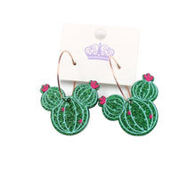 Load image into Gallery viewer, Glitter Cactus Mouse Earrings
