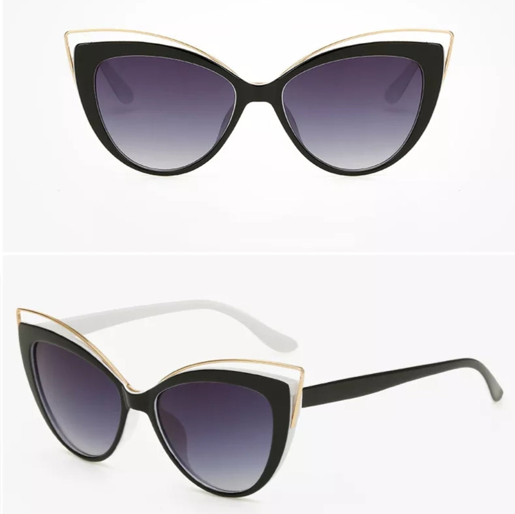 Katrina Cat-eye Sunglasses in Black and White
