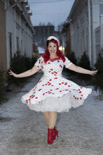 Load image into Gallery viewer, Darlene Cherry &amp; Polka Dot Swing Dress in White
