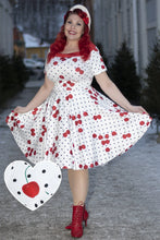 Load image into Gallery viewer, Darlene Cherry &amp; Polka Dot Swing Dress in White
