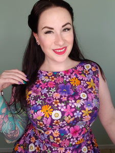 Audrey Dress in Purple Morning Blooms