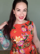 Load image into Gallery viewer, Audrey Dress in Orange Tropical Floral
