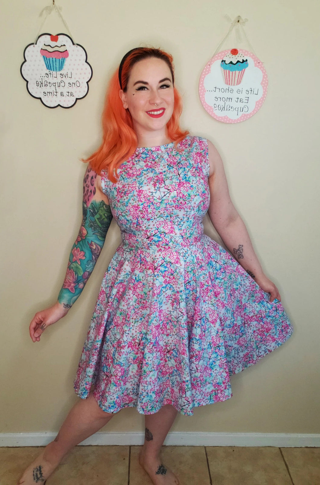 Audrey Dress in Cherry Blossom Print