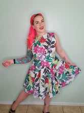 Load image into Gallery viewer, Audrey Dress in White Tropical Floral
