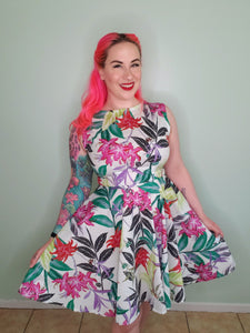 Audrey Dress in White Tropical Floral