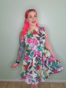 Audrey Dress in White Tropical Floral