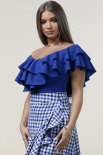 Load image into Gallery viewer, Samantha Ruffle Top in Royal Blue
