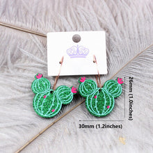 Load image into Gallery viewer, Glitter Cactus Mouse Earrings
