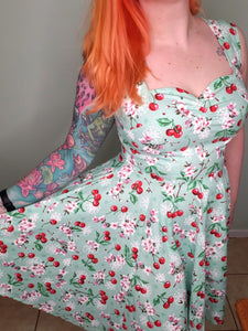 Catherine Dress in Mint Cherry