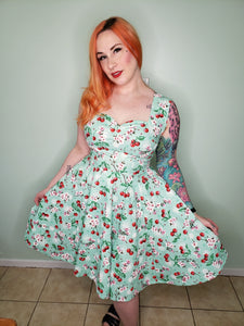 Catherine Dress in Mint Cherry