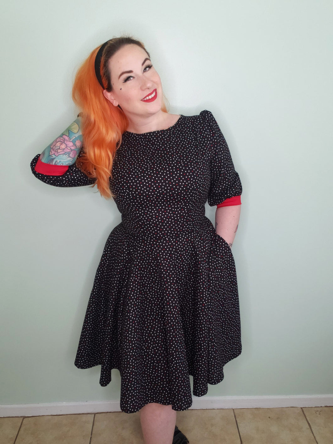 Evelyn Dress in Hearts and Polka Dots