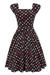 Raspberry Polka Dot Swing Dress