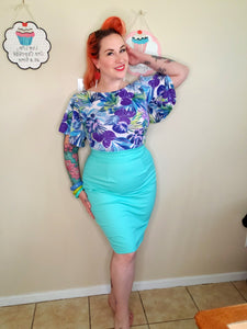 Selina Pencil Skirt in Robins Egg Blue