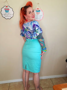 Selina Pencil Skirt in Robins Egg Blue