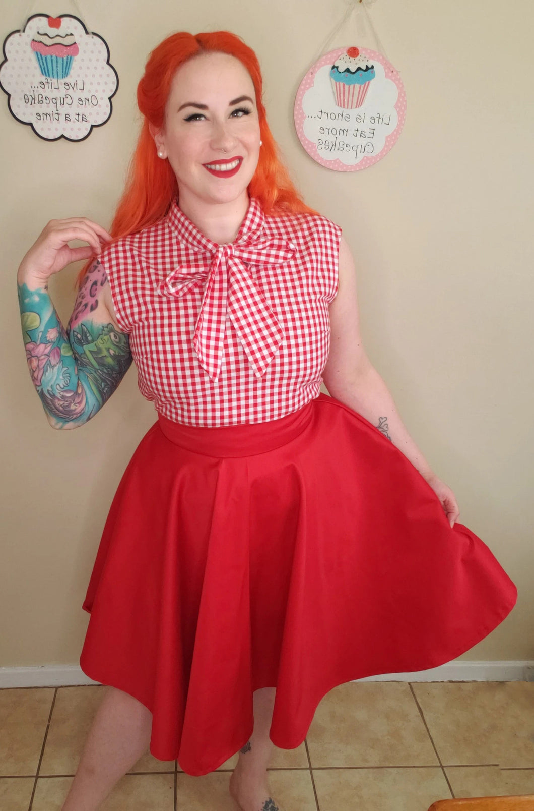 Pinup Pretty Circle Skirt in Red